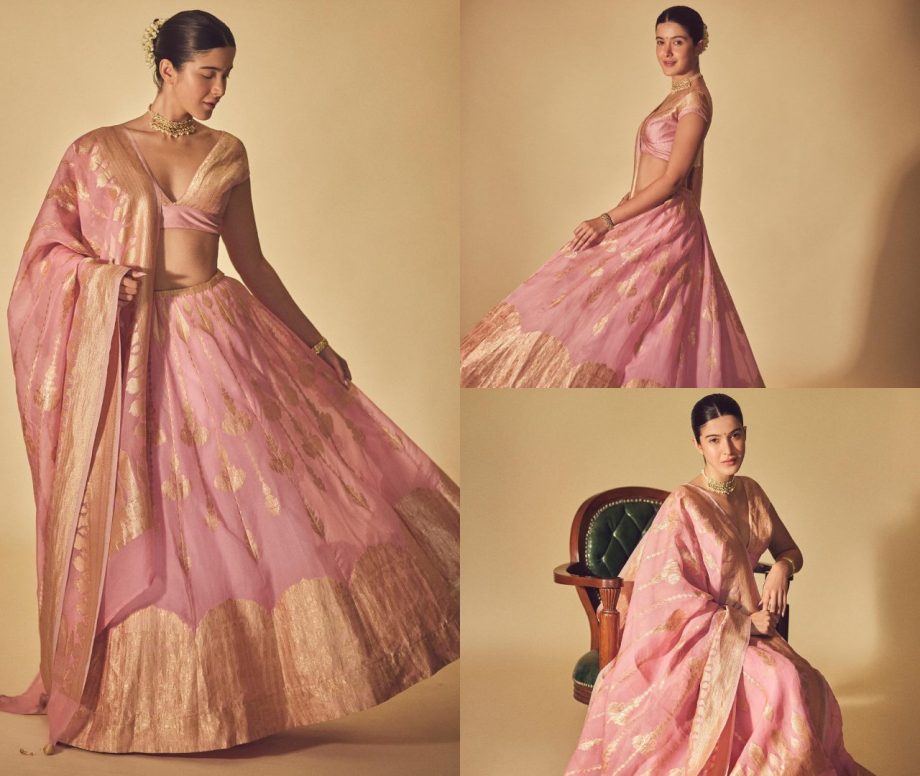 Shanaya Kapoor Looks Regal Beauty In Soft Pink Lehenga With Choker Necklace, See Here 868380