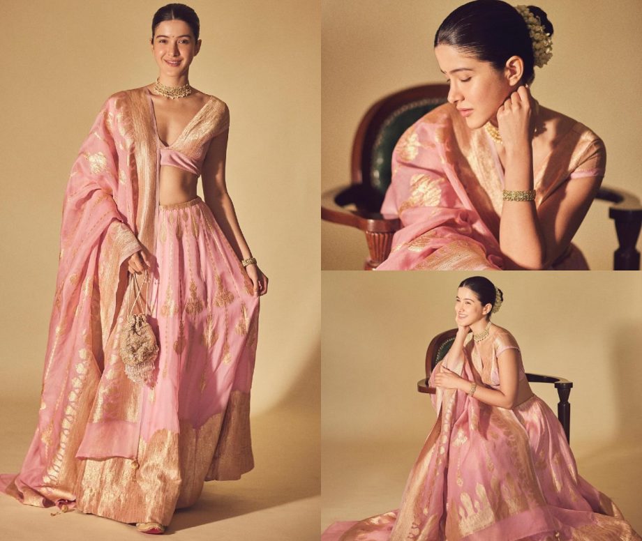 Shanaya Kapoor Looks Regal Beauty In Soft Pink Lehenga With Choker Necklace, See Here 868381