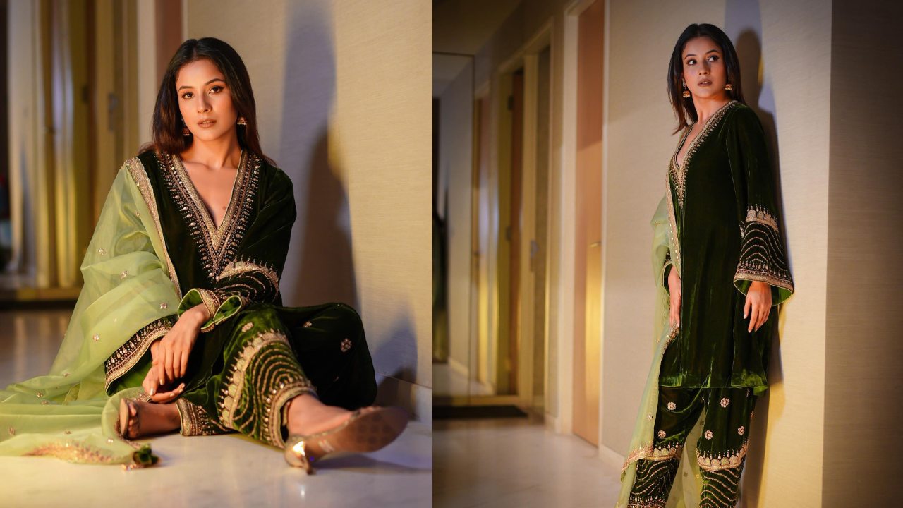 Shehnaaz Gill's Velvet Green Salwar Suit Worth Rs. 38k Is Exquisite Choice This Sangeet 871482