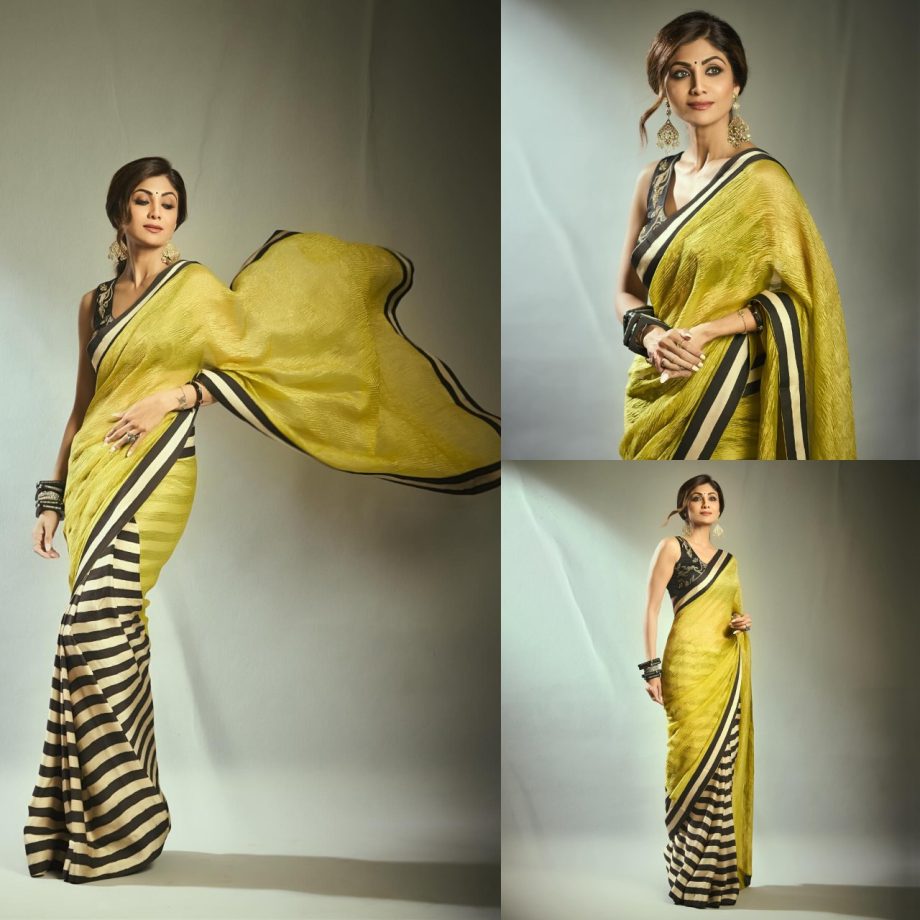 Shilpa Shetty aces contemporary glow in yellow striped saree, see photos 871213