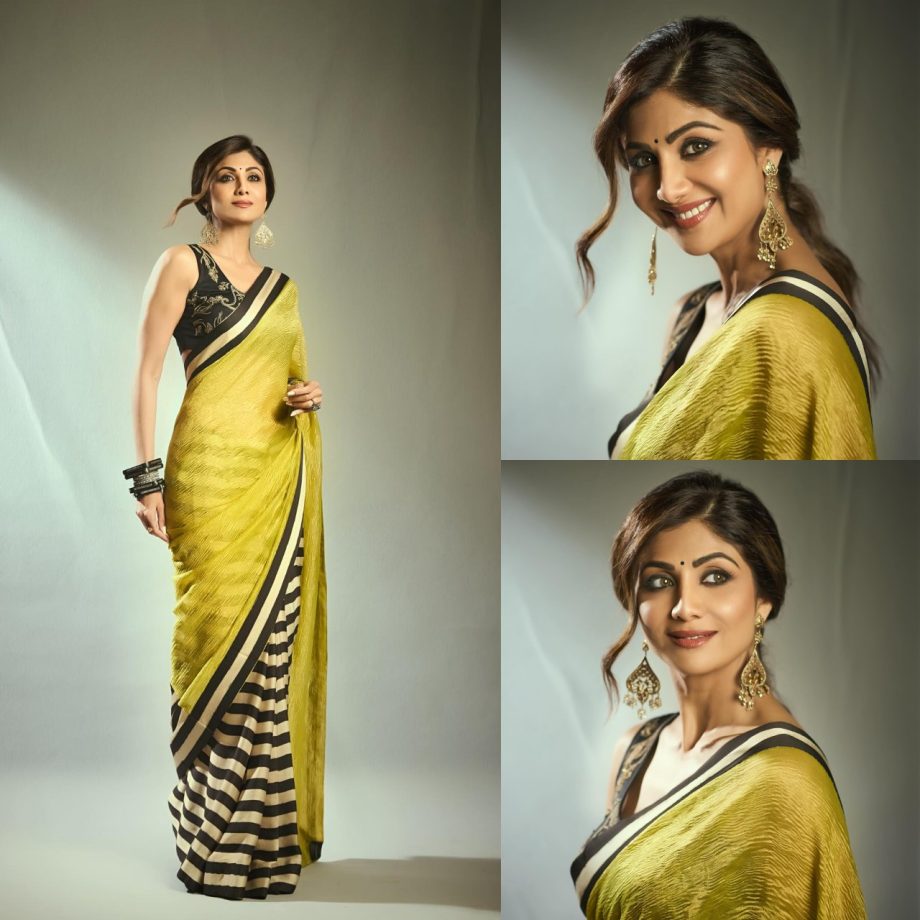 Shilpa Shetty aces contemporary glow in yellow striped saree, see photos 871214