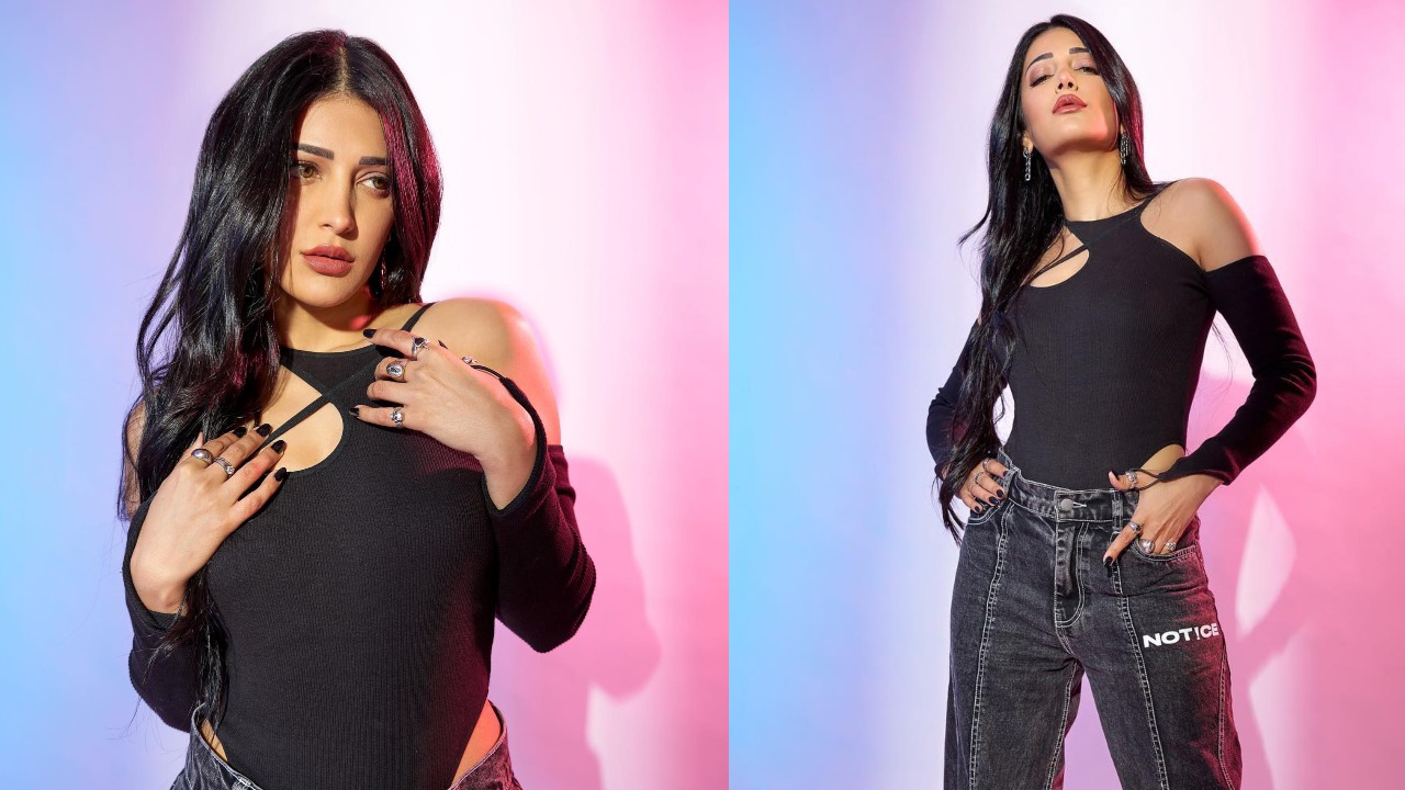 Shruti Haasan keeps it edgy in black cutout top and jeans [Photos] 869415