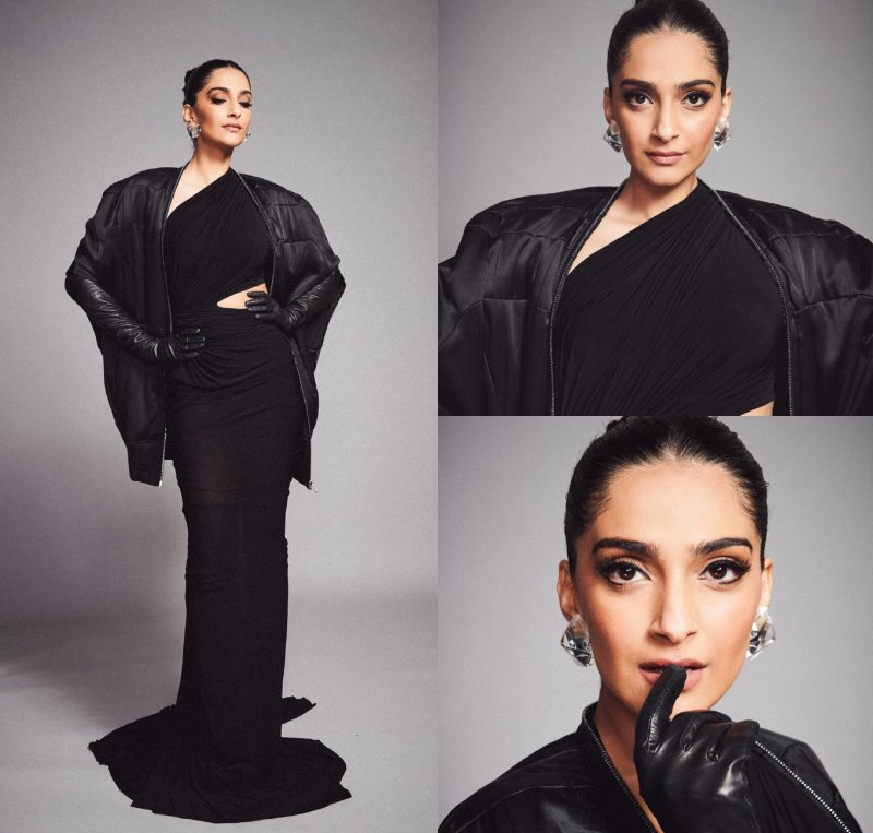 Sonam Kapoor Pleases With Her Charm In Saree Draped As Gown With Leather Jacket, See Photos 869495