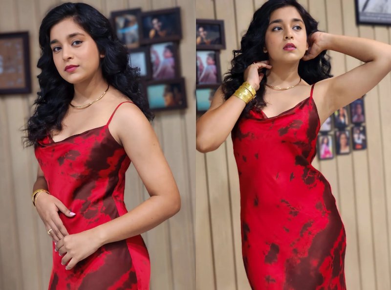 Sumbul Touqeer's Red Satin Dress With Gold Ornaments Exudes Perfect Date Night Vibes 869472