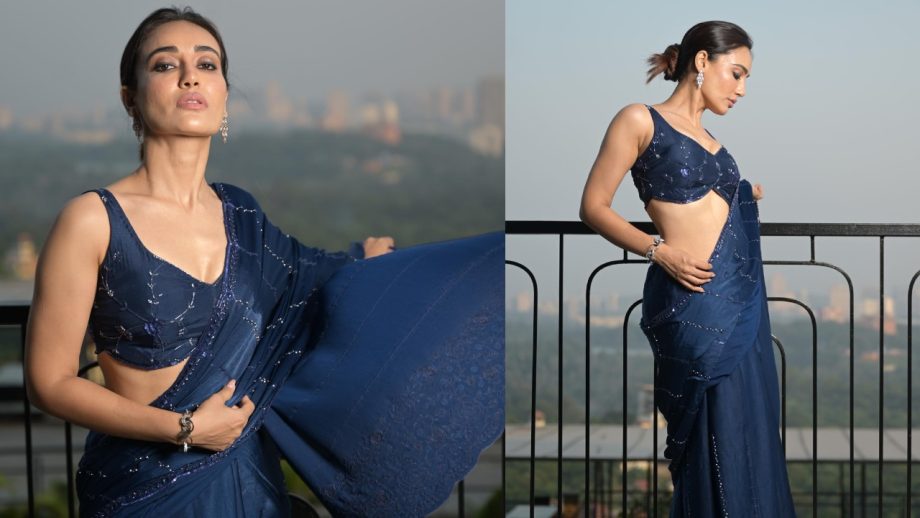 Surbhi Jyoti stirs allure in navy blue sequinned saree, fans in awe 867030
