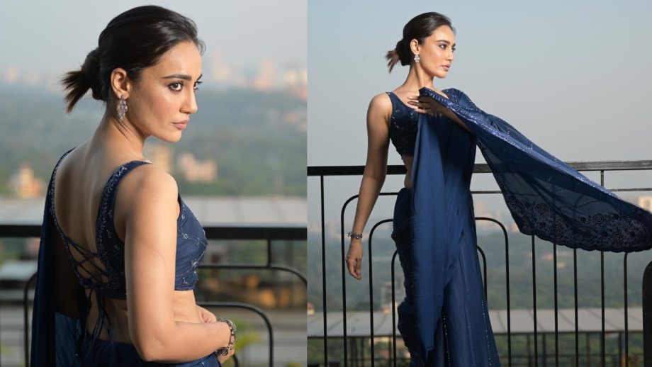 Surbhi Jyoti stirs allure in navy blue sequinned saree, fans in awe 867028