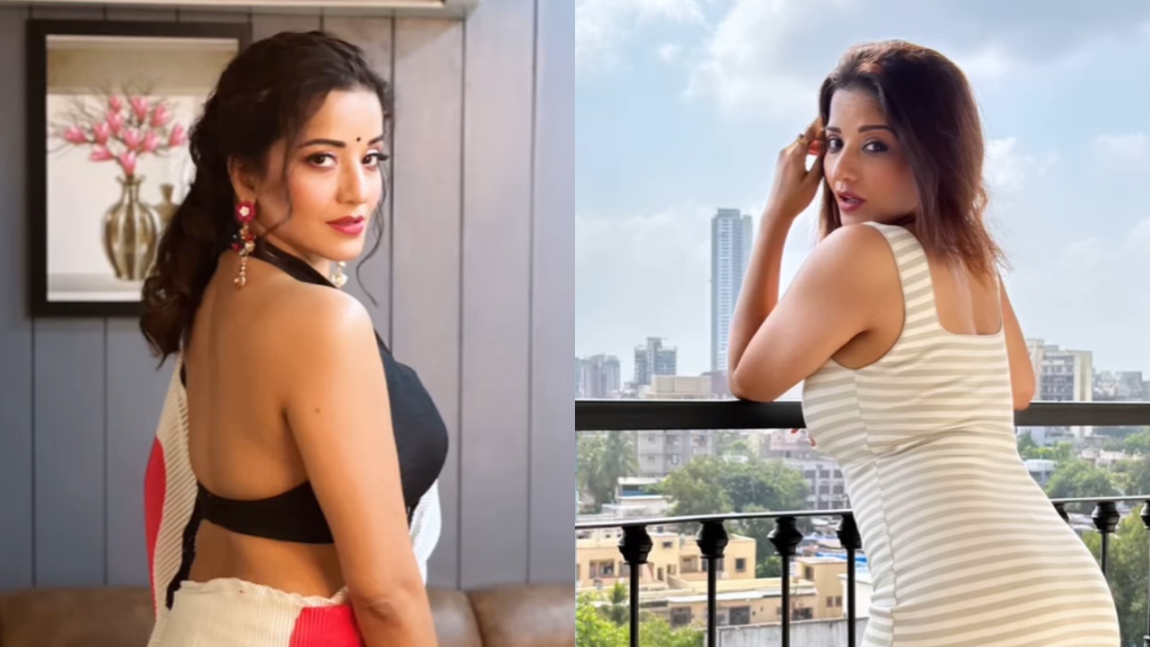 Watch: Monalisa’s Sultry Back View In Different Avatars, Saree To Bikini