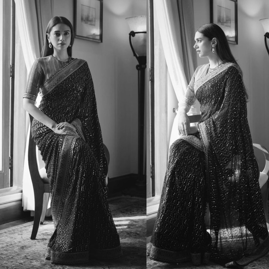 Aditi Rao Hydari hails royalty in embellished black saree, see photos 874933