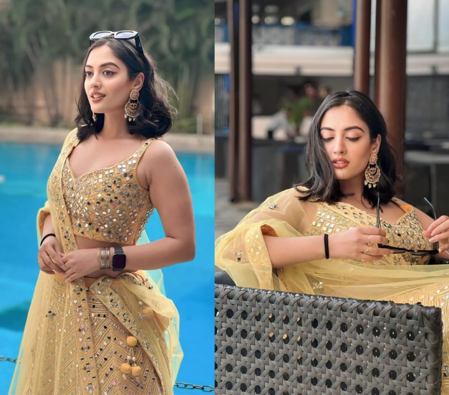 Aditi Sharma's Yellow Mirror Work Lehenga Is Go-to Choice This Wedding Season 874437