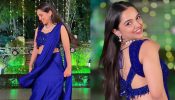 Ahsaas Channa ups glam in ocean blue drape saree with sequinned frill blouse 876043
