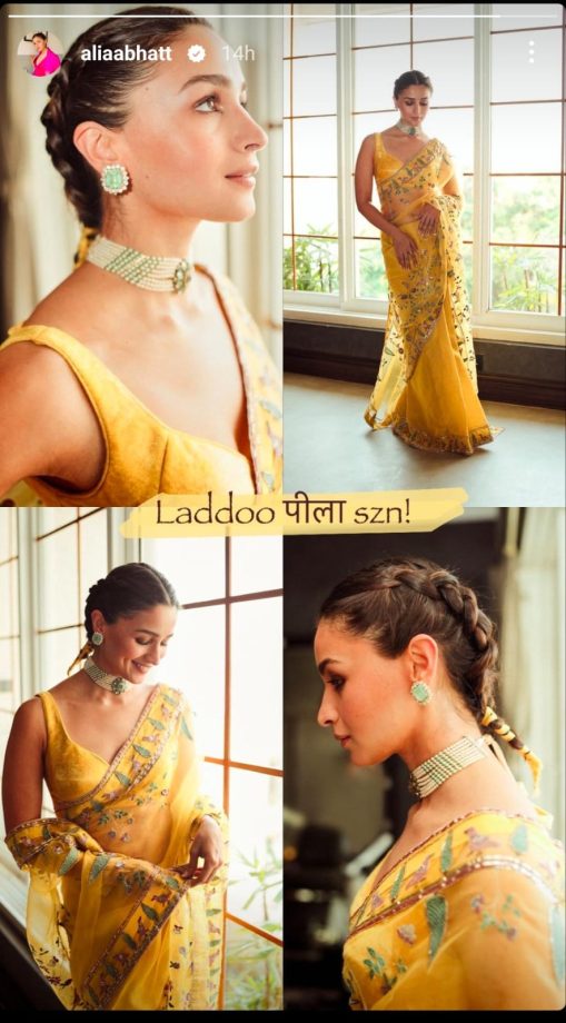Alia Bhatt blooms in summer yellow embroidered saree, see photos 874022