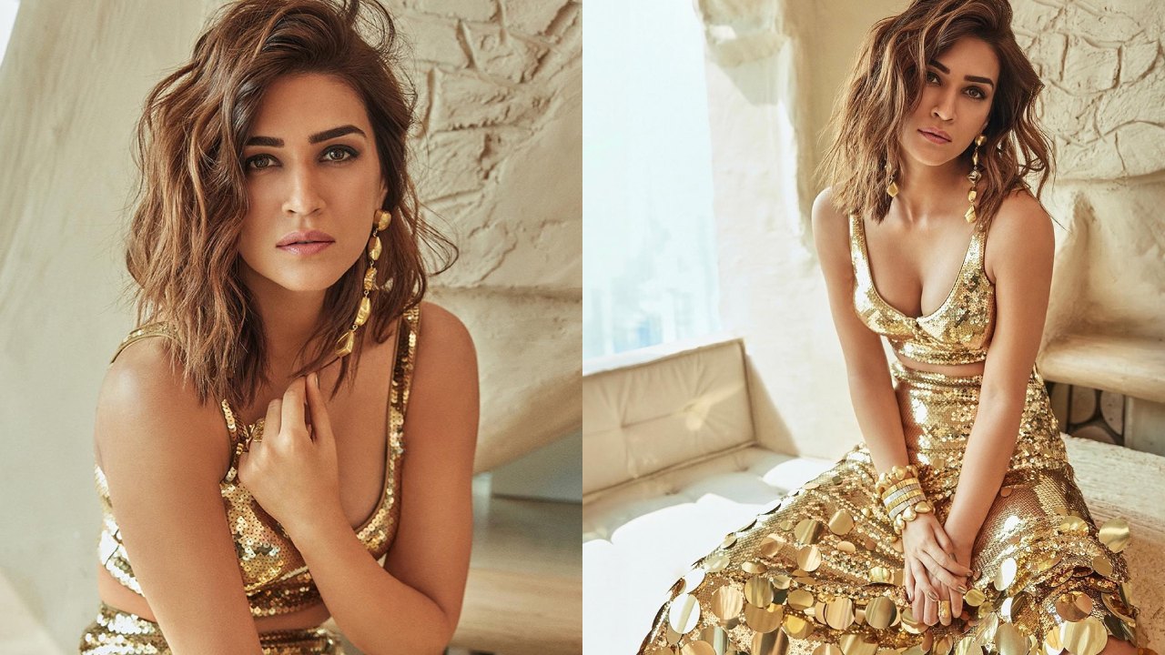 All that shimmer is Kriti Sanon in golden co ord set, check out