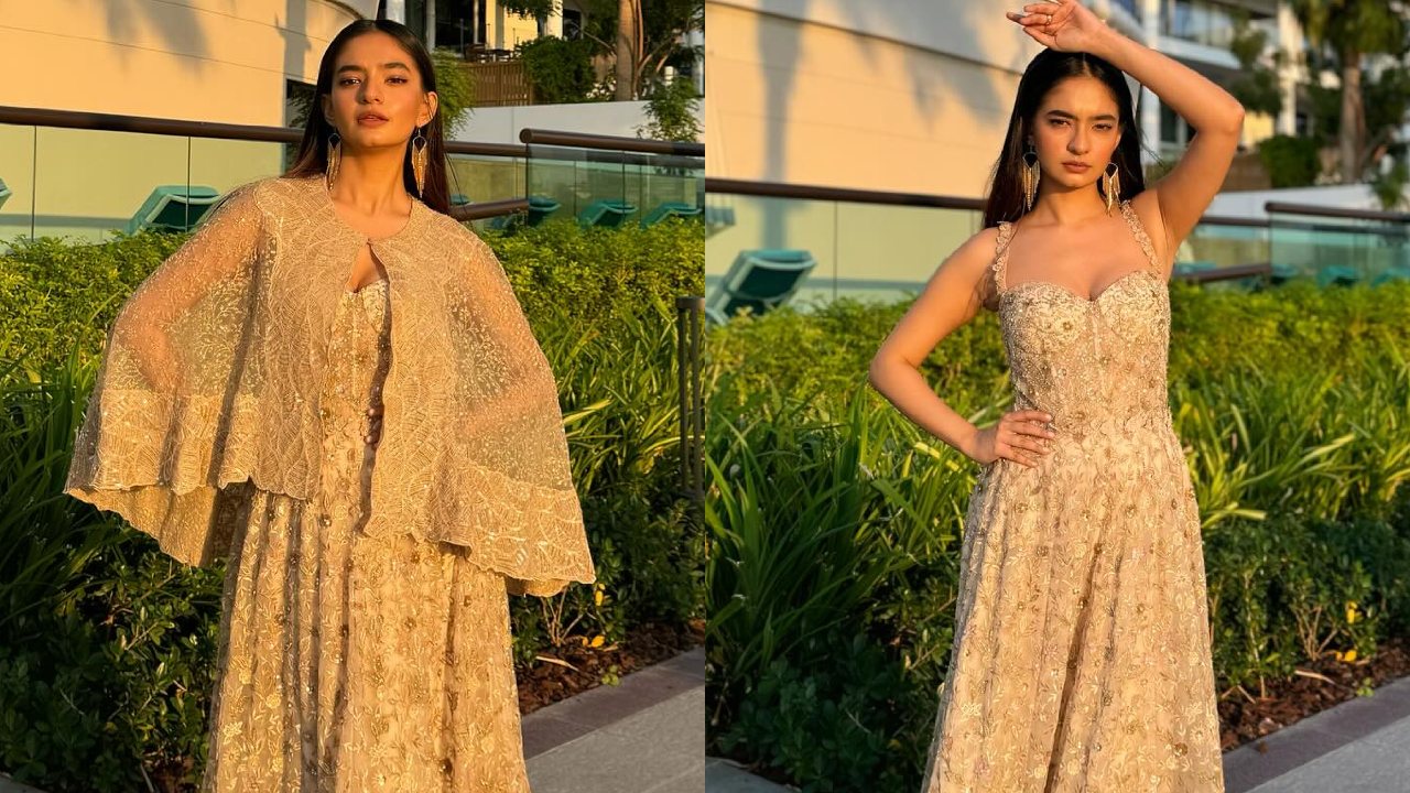 Anushka Sen flaunts her sunkissed glow in intricate embroidered ethnic gown [Photos]