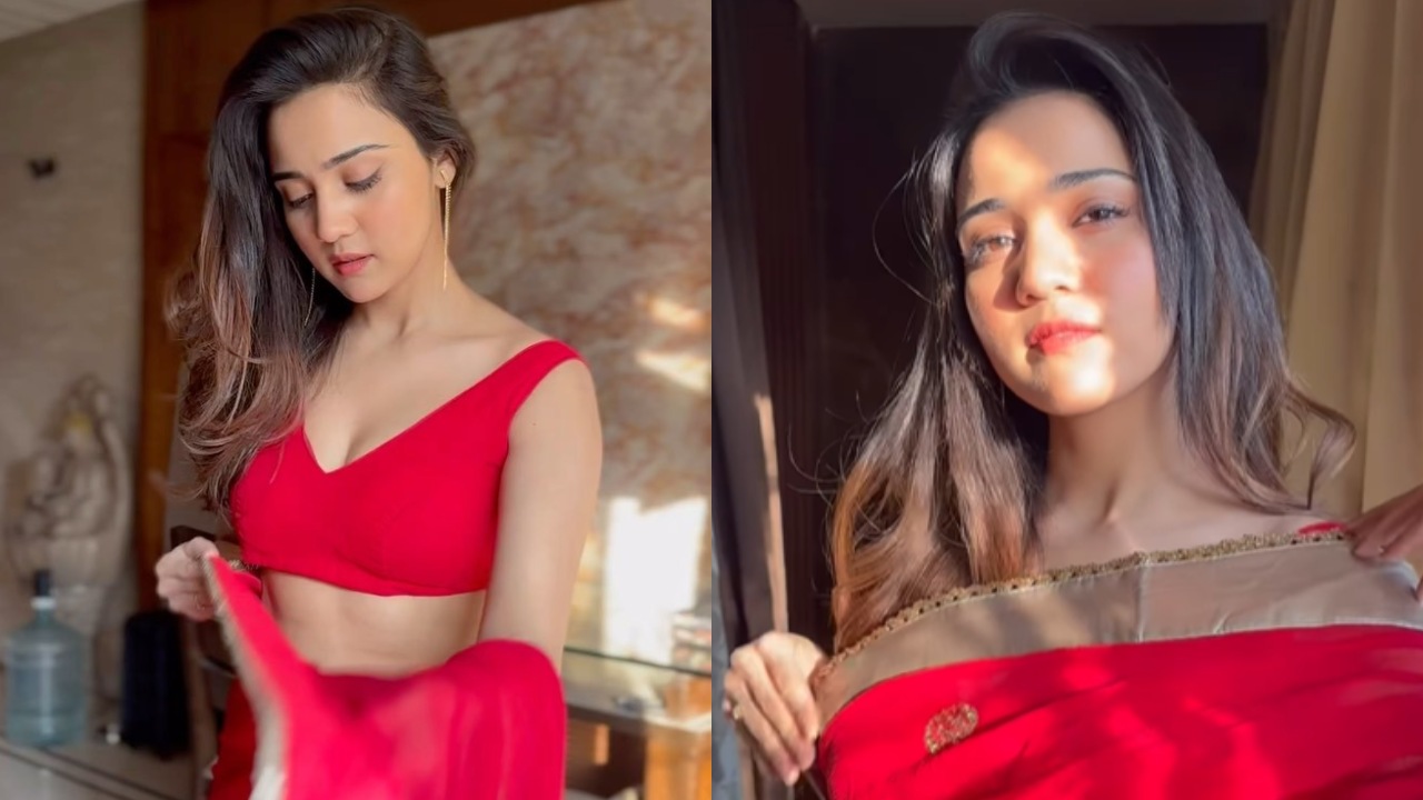 Ashi Singh Turns Desi Girl In Bold Red Saree With Red Lips, Watch