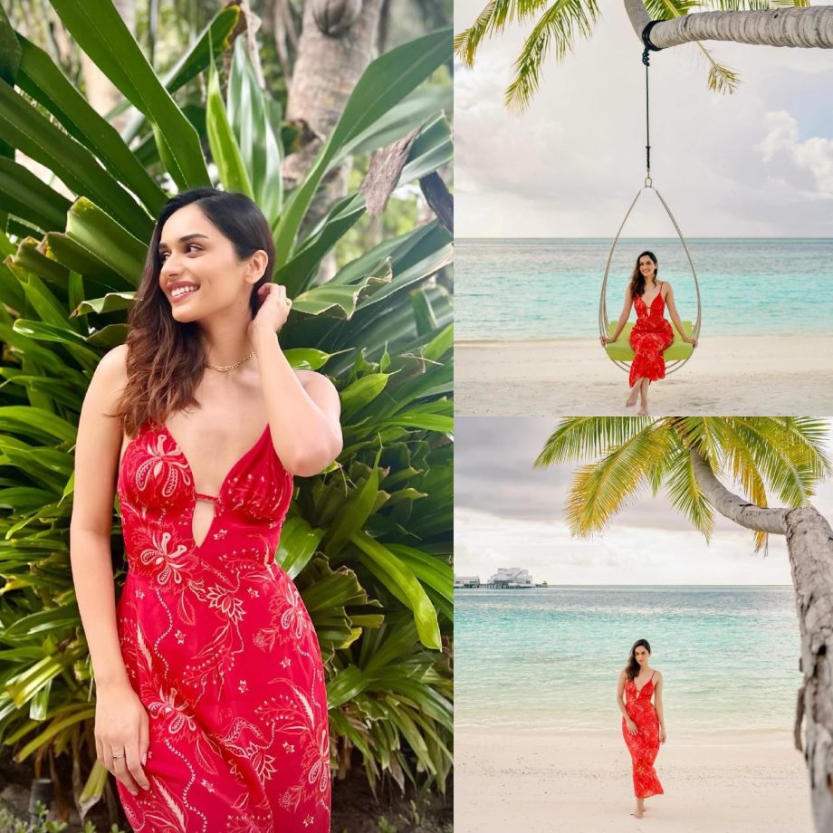 Beach Babe: Manushi Chhillar is beauty to behold in red cutout dress 873916