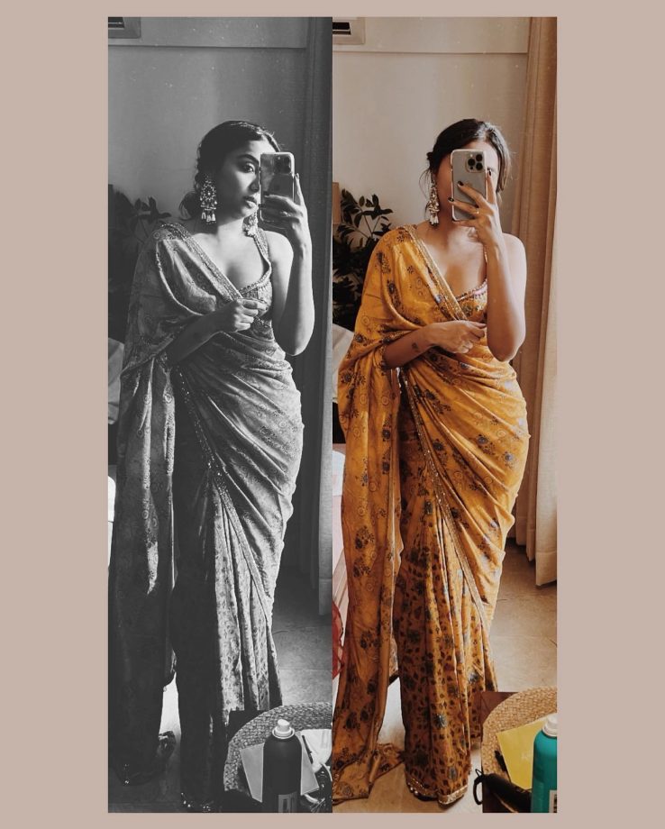 Desi Nari In Sari! Shriya Pilgaonkar and Prajakta Koli stir glam in embellished six yards 875193