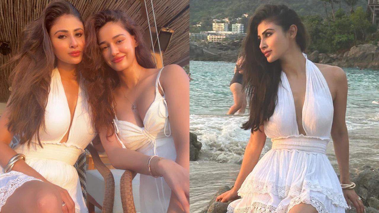 Dreamy Beauties: Disha Patani and Mouni Roy twin in white at Thailand beach