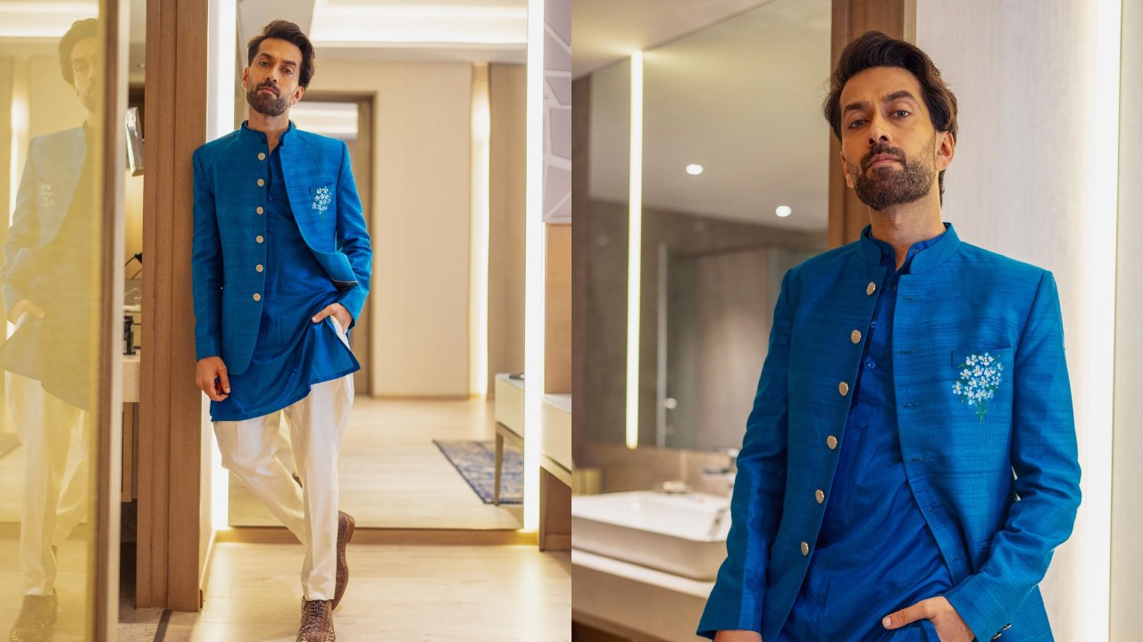 Ethnic Fashion For Men: Nakul Mehta’s blue ethnic jacket set is your go to traditional pick