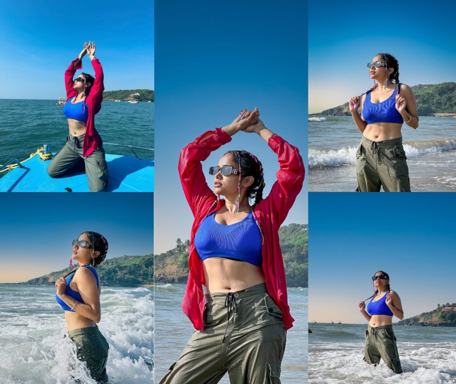 Hotness Alert! Manisha Rani flaunts toned midriff in blue sports bra and cargo pant 872039