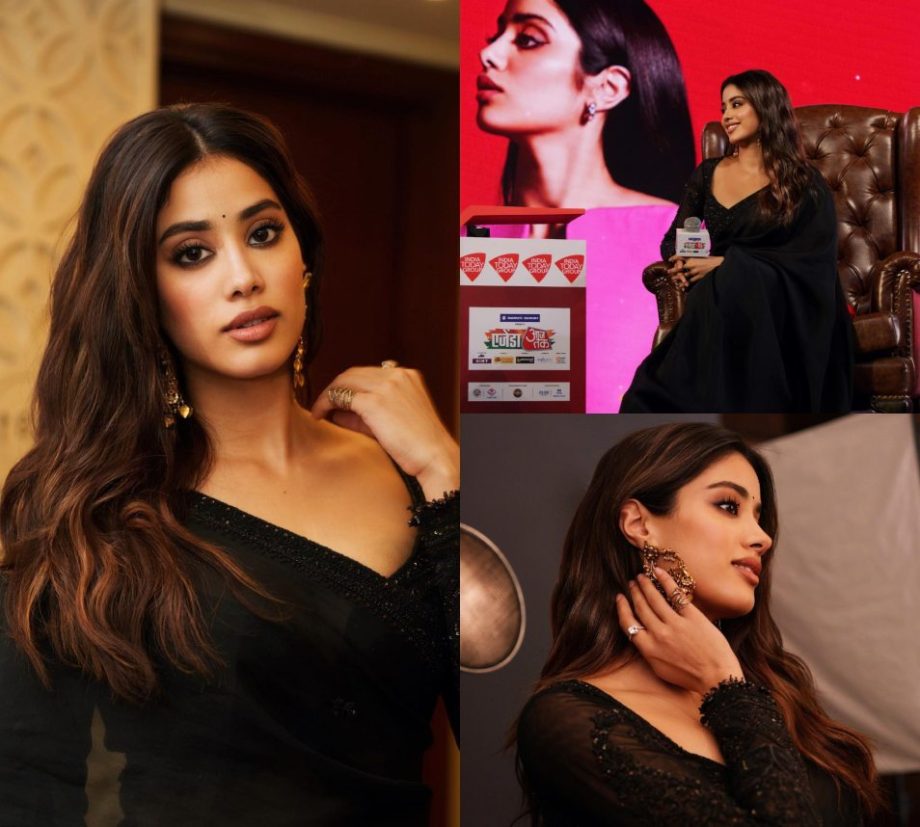 Janhvi Kapoor is glam personified in shimmery black saree, see photos 874013