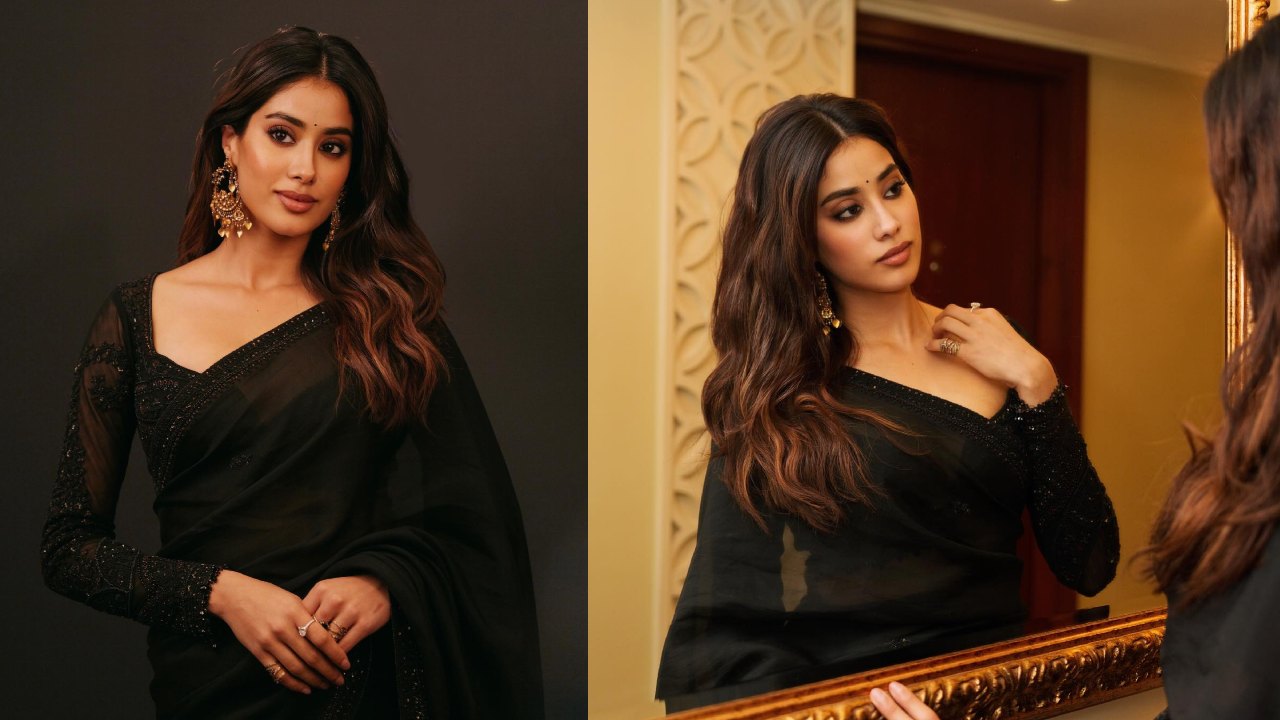 Janhvi Kapoor is glam personified in shimmery black saree, see photos