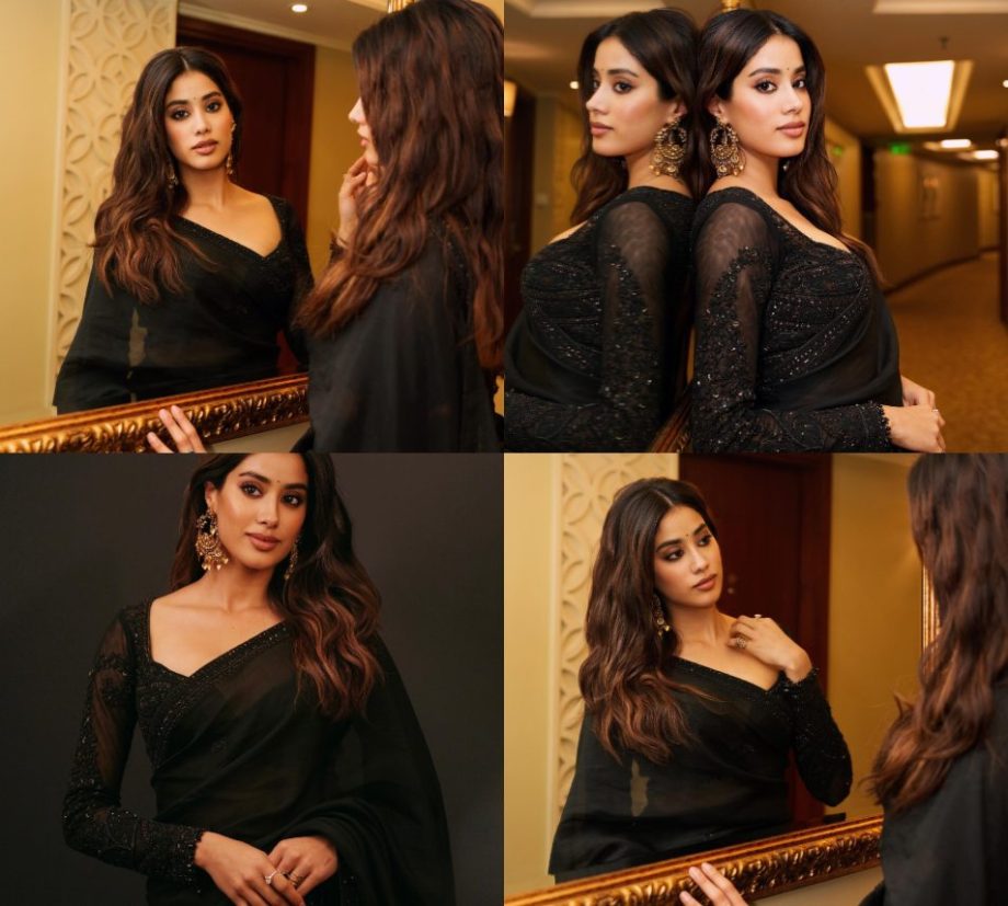 Janhvi Kapoor is glam personified in shimmery black saree, see photos 874012
