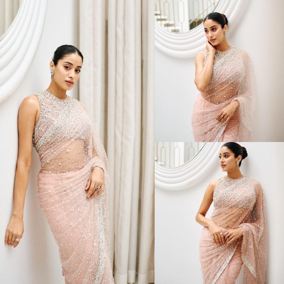 Janhvi Kapoor Shows Sheer Elegance In Blush Pink See-through Saree 875353
