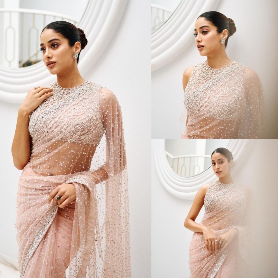 Janhvi Kapoor Shows Sheer Elegance In Blush Pink See-through Saree 875354