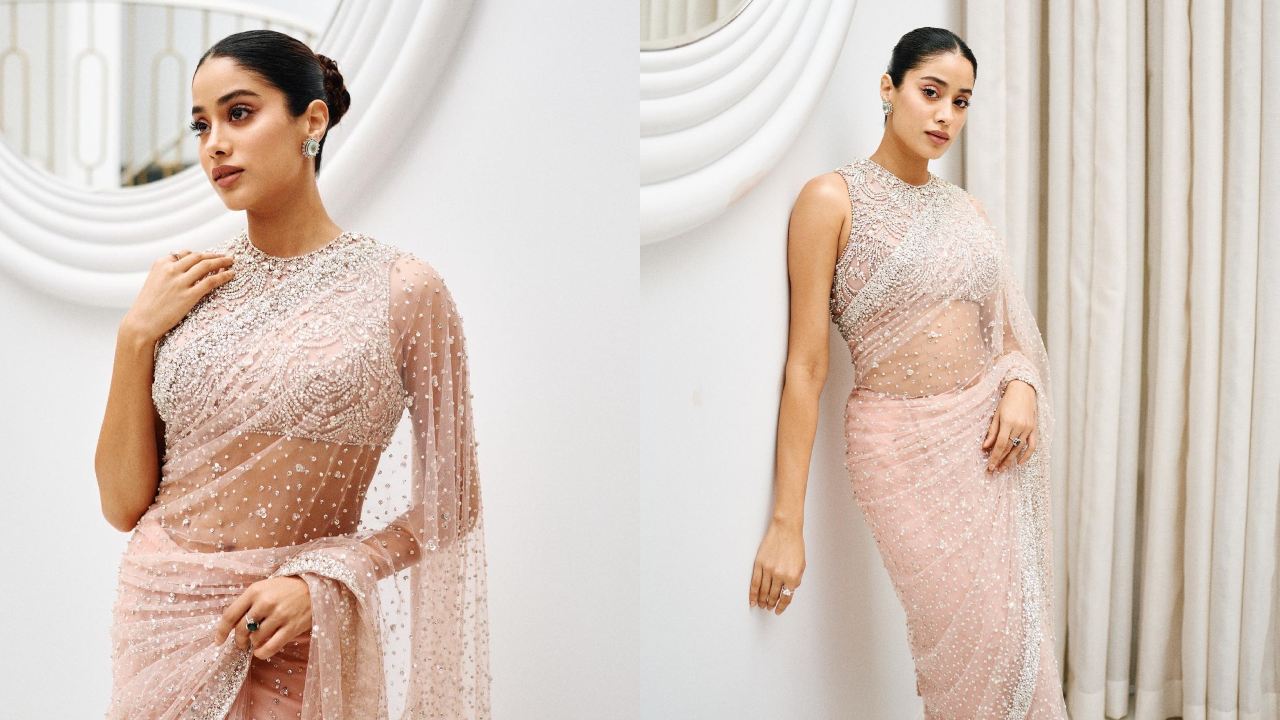 Janhvi Kapoor Shows Sheer Elegance In Blush Pink See-through Saree 875355