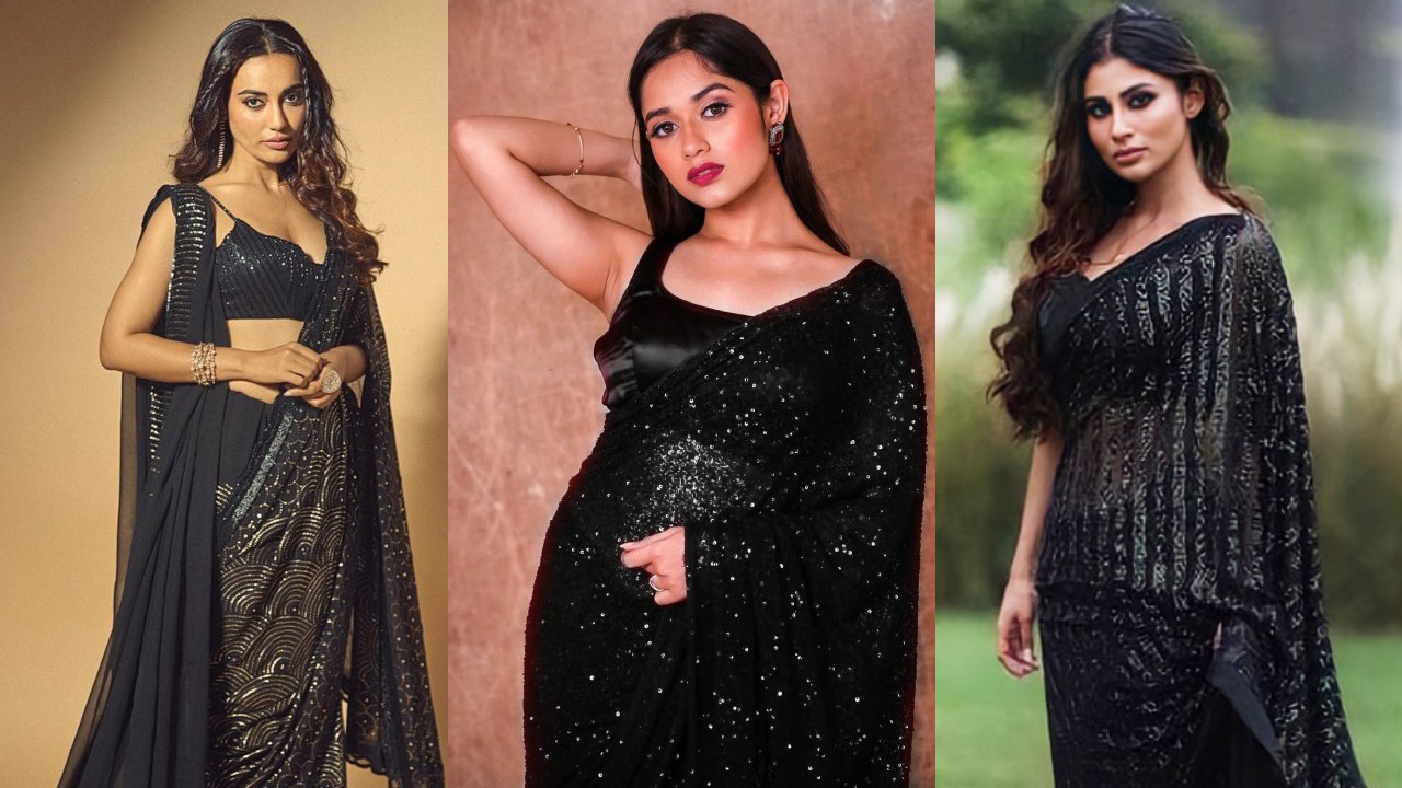 Jannat Zubair, Mouni Roy and Surbhi Jyoti are desi beauties in black six yards [Photos]