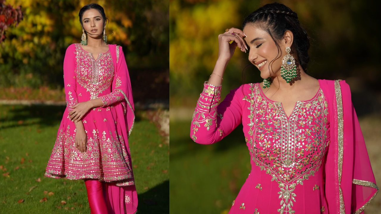 Jasmin Bhasin turns Indian Barbie in pink embellished salwar suit, see photos 874526