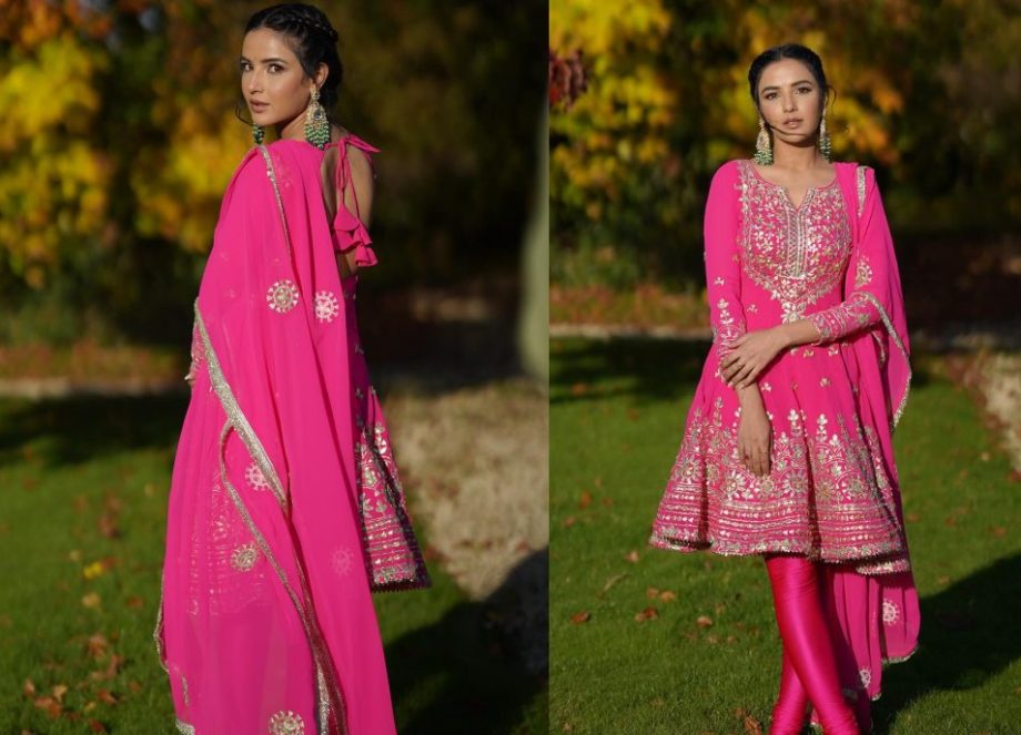 Jasmin Bhasin turns Indian Barbie in pink embellished salwar suit, see photos 874524