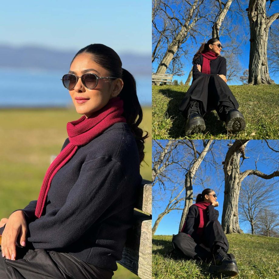 Mrunal Thakur cuts casual figure in black pullover and cargo pants [Photos] 874113