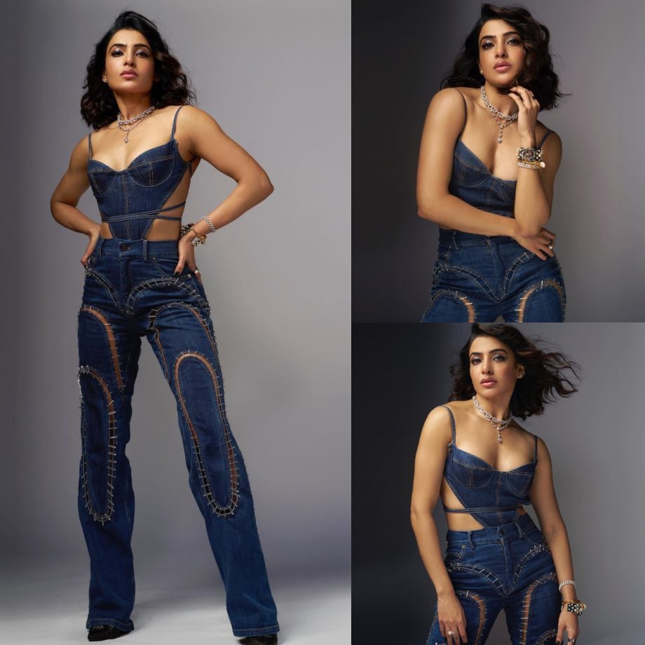 [Photos] Samantha Ruth Prabhu's Gives Her Denim-on-denim Fashion A Trendy Spin With Safety Pins 873099