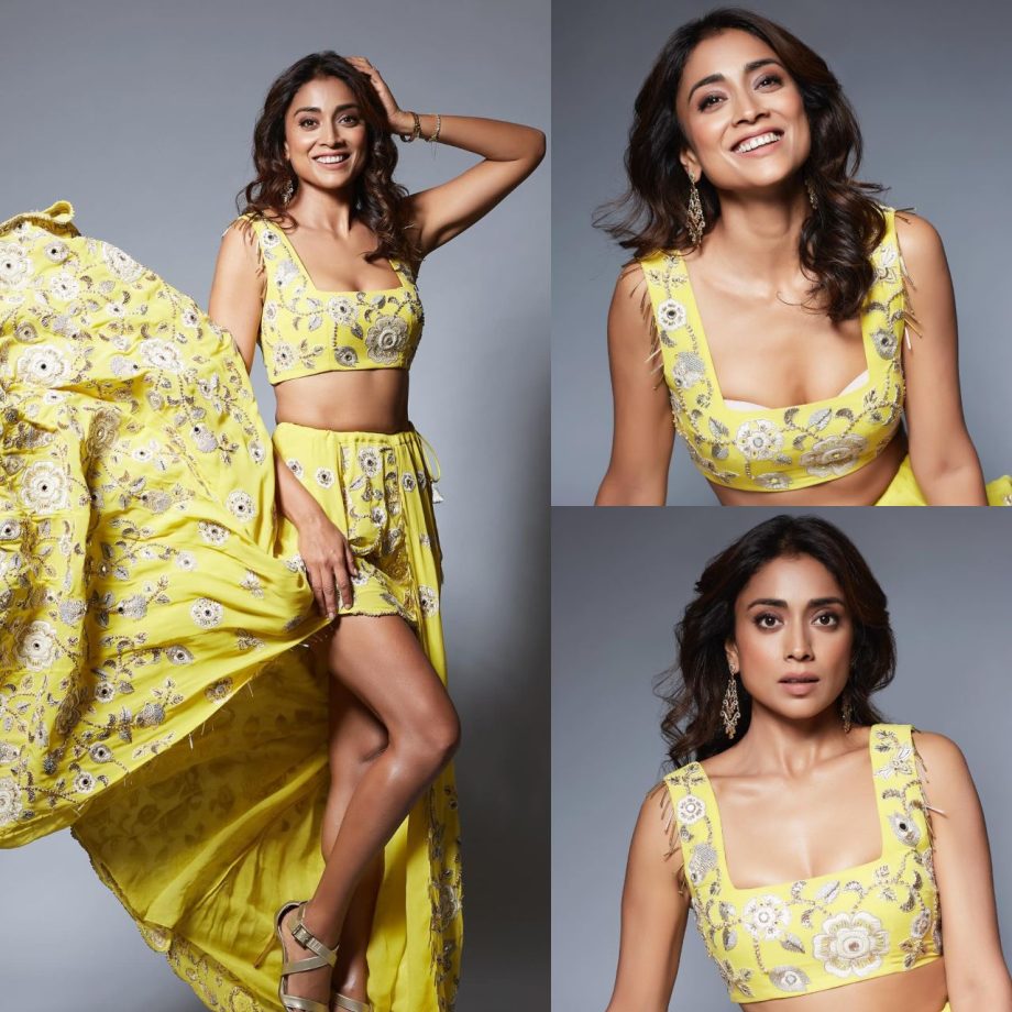 Photos: Shriya Saran Is Ray Of Sunshine In Yellow Top And Thigh-high Slit Skirt 872232