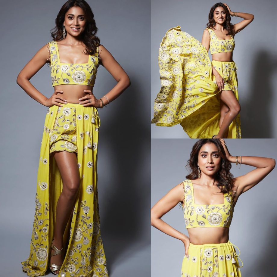 Photos: Shriya Saran Is Ray Of Sunshine In Yellow Top And Thigh-high Slit Skirt 872231