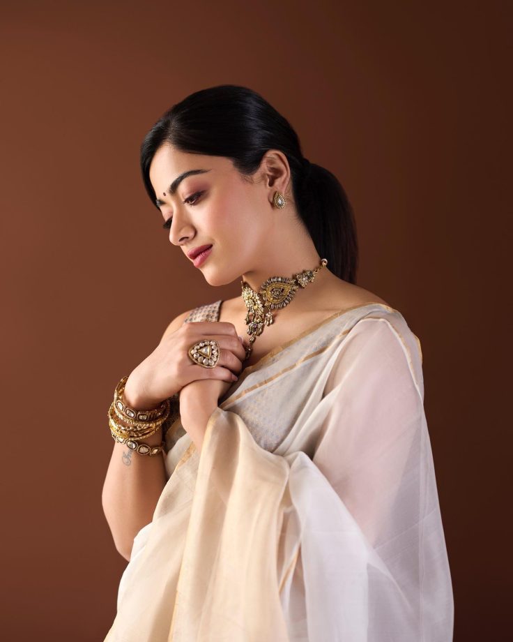 Rashmika Mandanna turns ravishing in ivory white saree, check out 872696