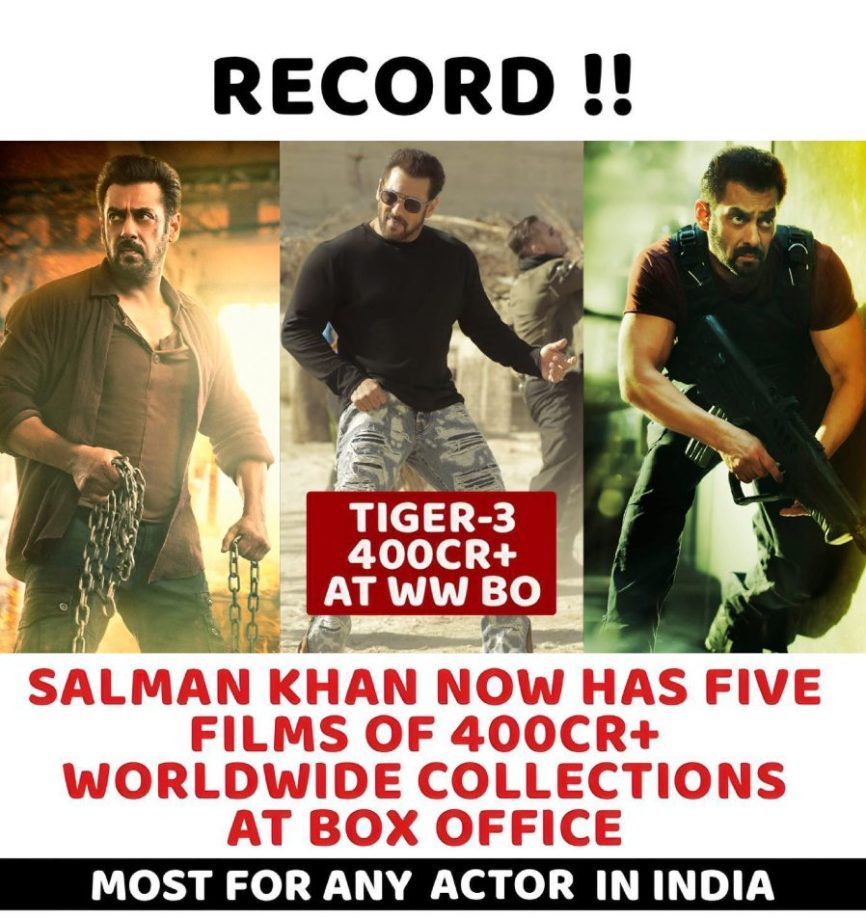Salman Khan becomes a superstar with 5 films with 400 Cr. worldwide box office collection 871739