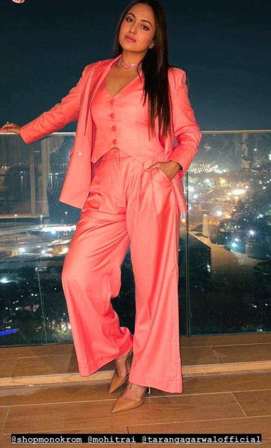 Sonakshi Sinha makes a case for coral pantsuit, see photos 875834