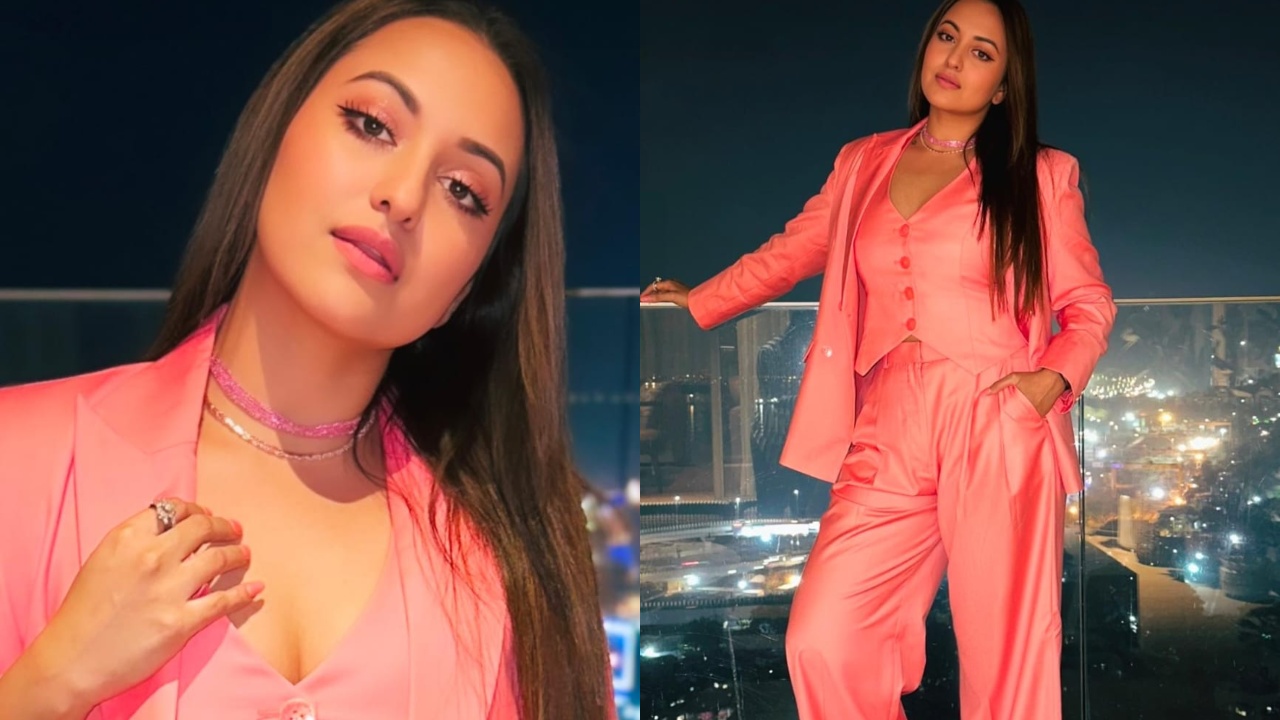Sonakshi Sinha makes a case for coral pantsuit, see photos