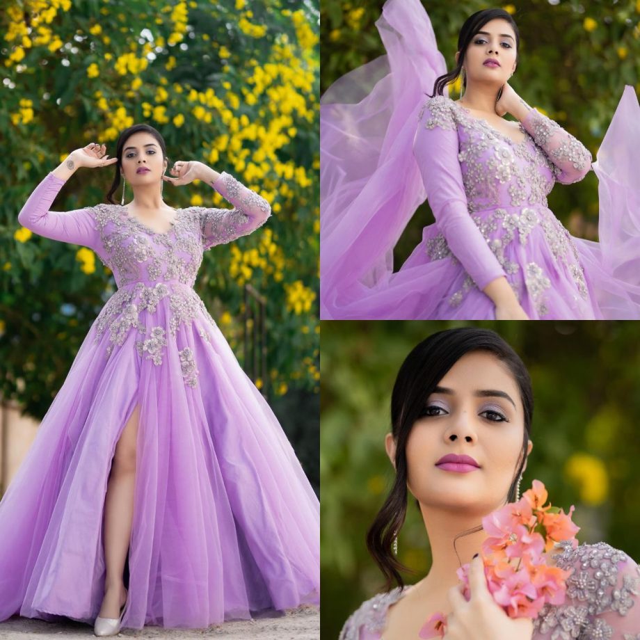 Sreemukhi turns princess in tulle lilac embellished gown, Check out 876280