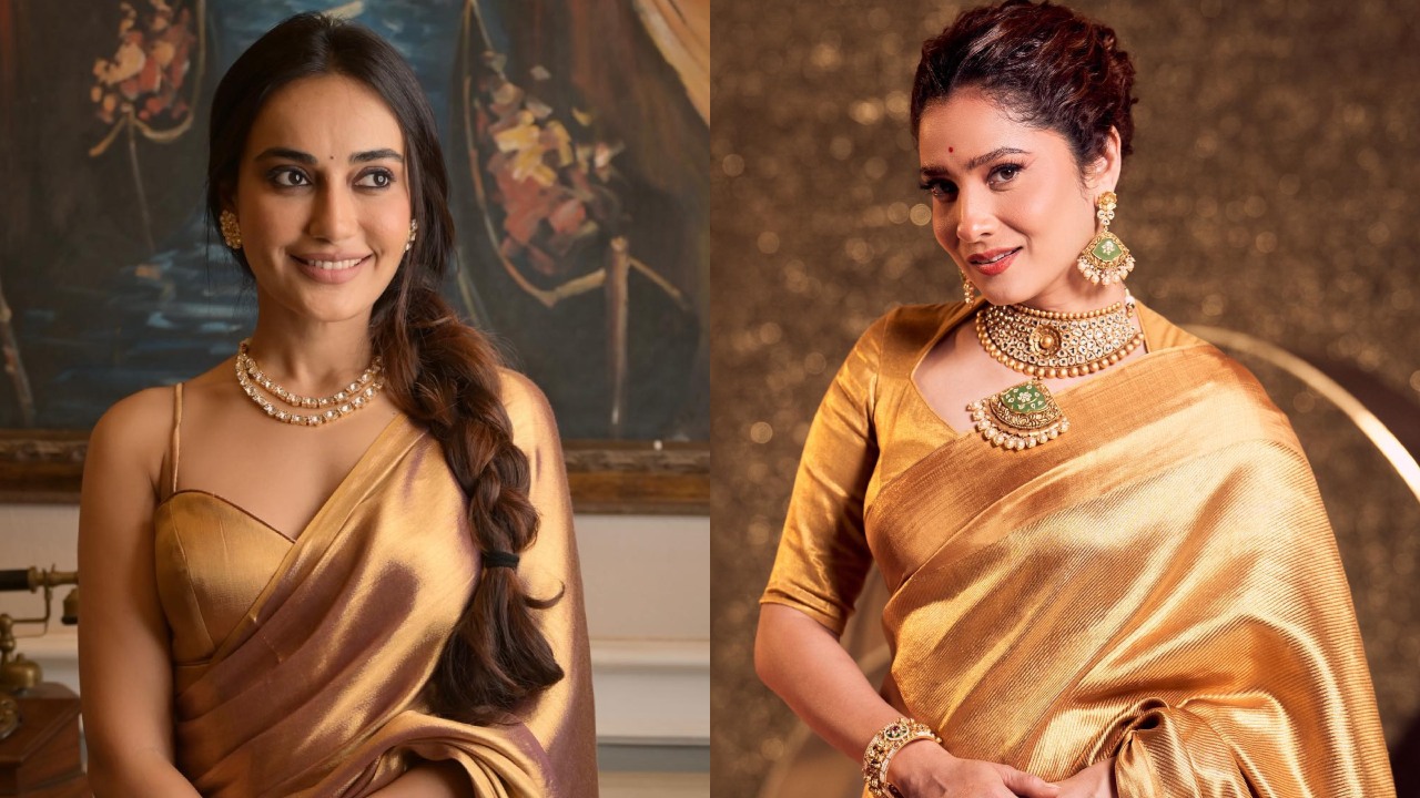 Surbhi Jyoti VS Ankita Lokhande: Who Looks Elegant In Golden Six-yard Saree?