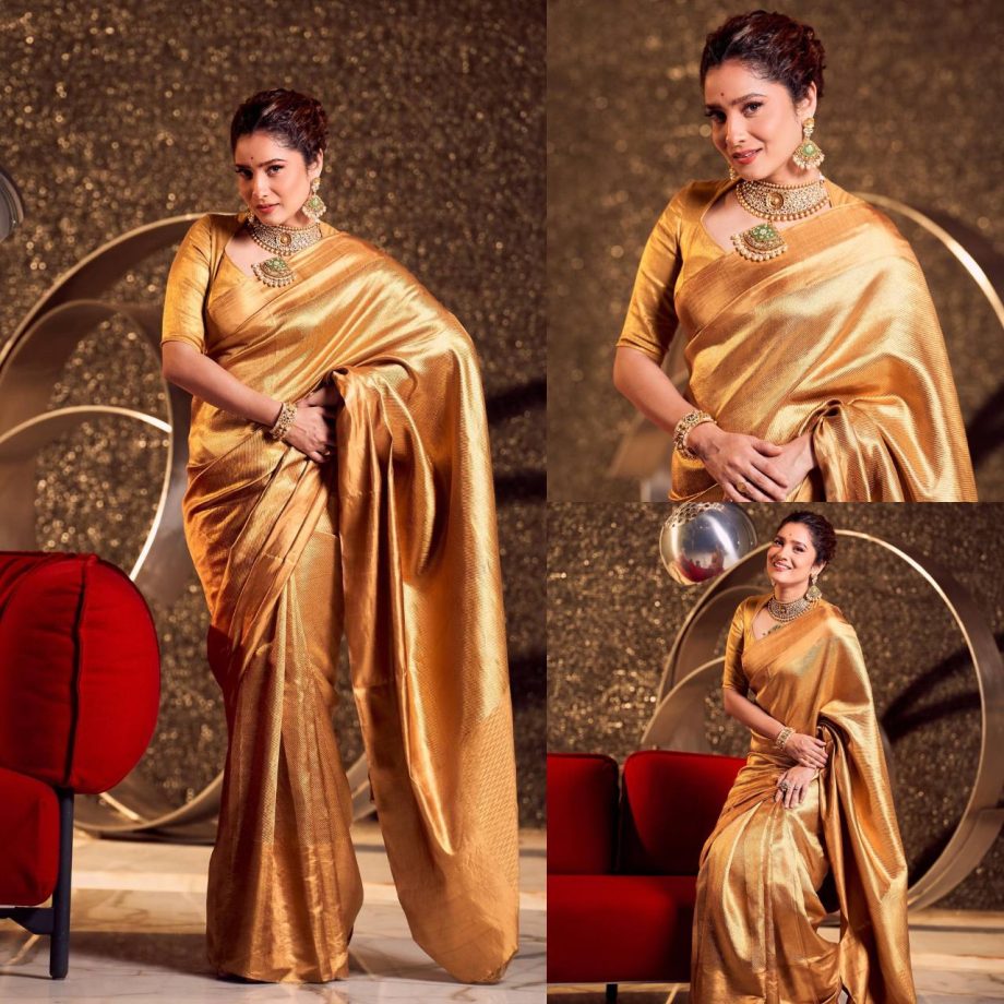 Surbhi Jyoti VS Ankita Lokhande: Whose Looks Elegant Golden Six-yard Saree? 873055