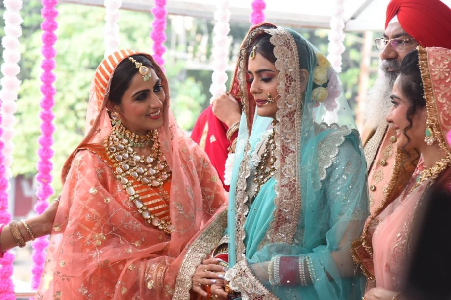 Tanisha Mehta dons a gorgeous bridal light blue and golden lehenga for the wedding sequence in Ikk Kudi Punjab Di! 875923