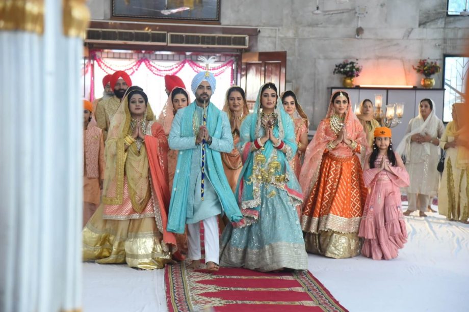 Tanisha Mehta dons a gorgeous bridal light blue and golden lehenga for the wedding sequence in Ikk Kudi Punjab Di! 875924