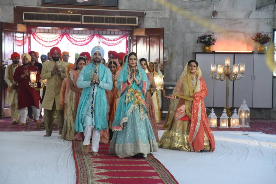 Tanisha Mehta dons a gorgeous bridal light blue and golden lehenga for the wedding sequence in Ikk Kudi Punjab Di! 875925