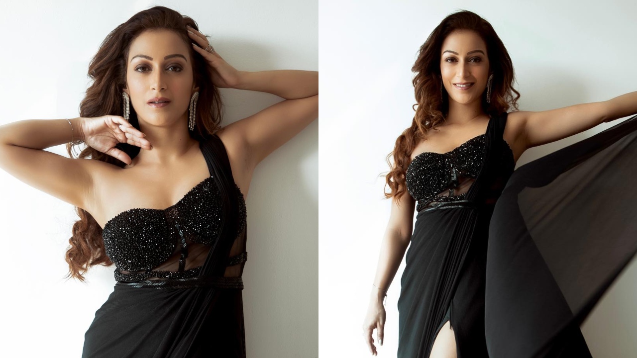 TMKOC actress Sunayana Fozdar shines in shimmery black one-shoulder gown