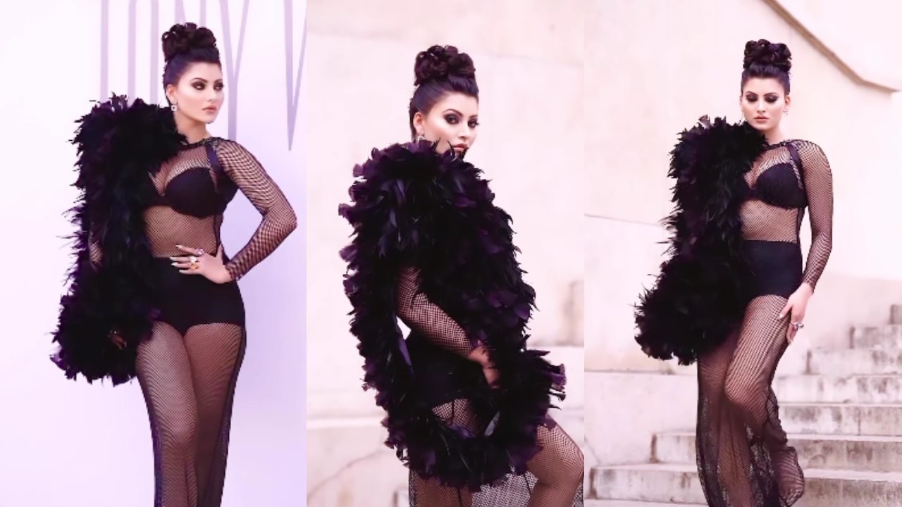 Urvashi Rautela Looks Hot Mess In Black Bikini With Net Dress, Grab A Look 872073
