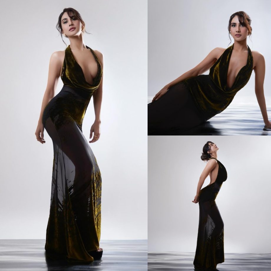 Vaani Kapoor turns up sass in moss green plunge neck sheer gown 873852