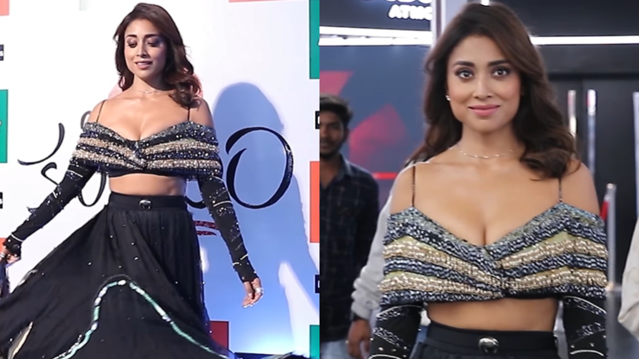 Watch: Shriya Saran gets snapped at Bhamakalapam 2 preview in sequinned skirt set ‘